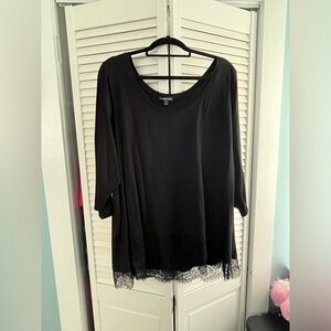 Lane Bryant Black Top with Lace Trim 26/28